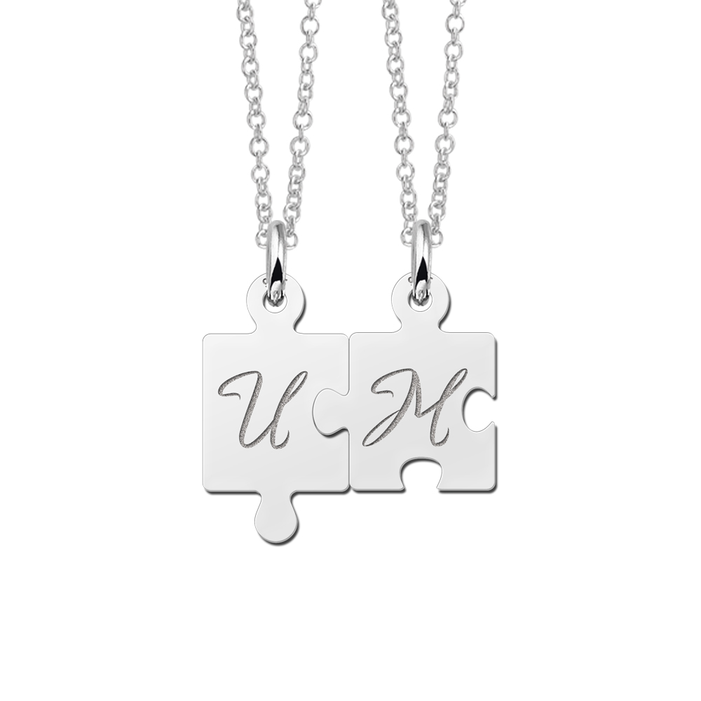 Silver puzzle necklace for friends