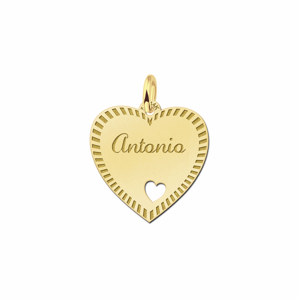 Silver engraved heart nametag design heart