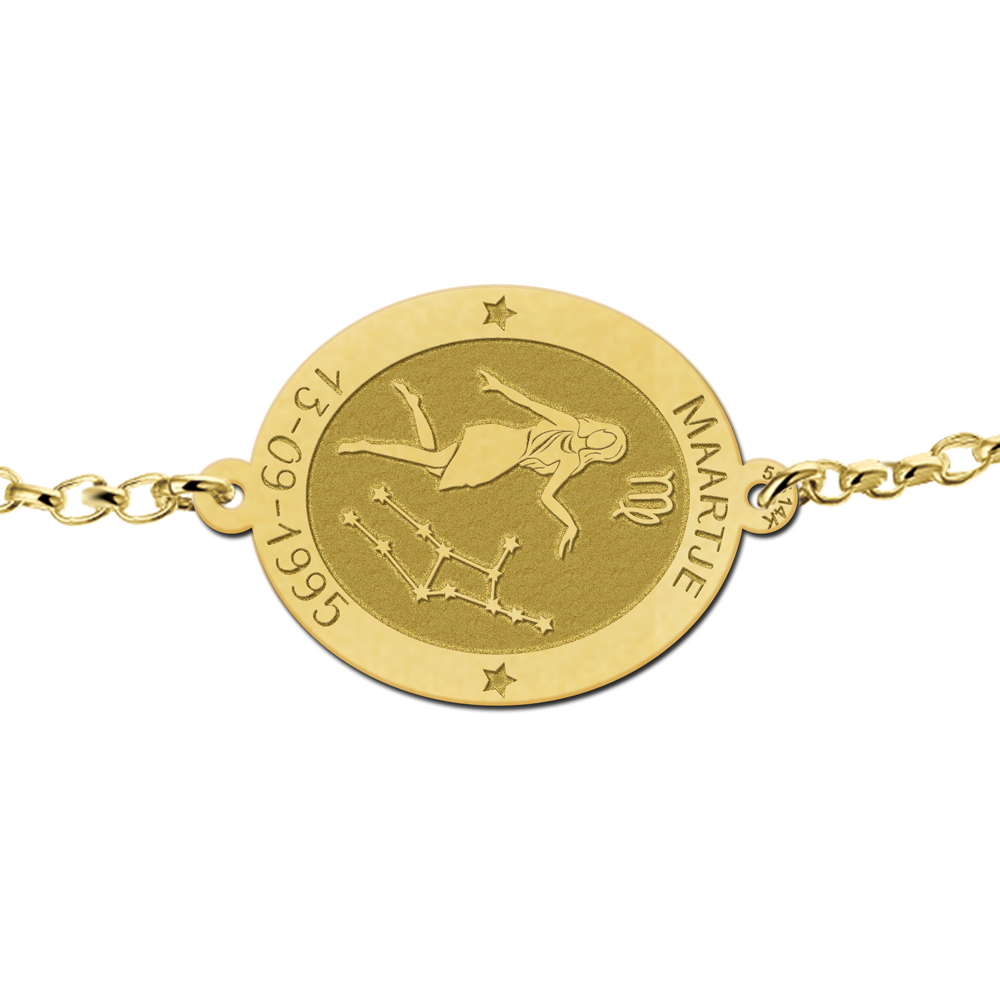 Golden zodiac bracelet oval Virgo
