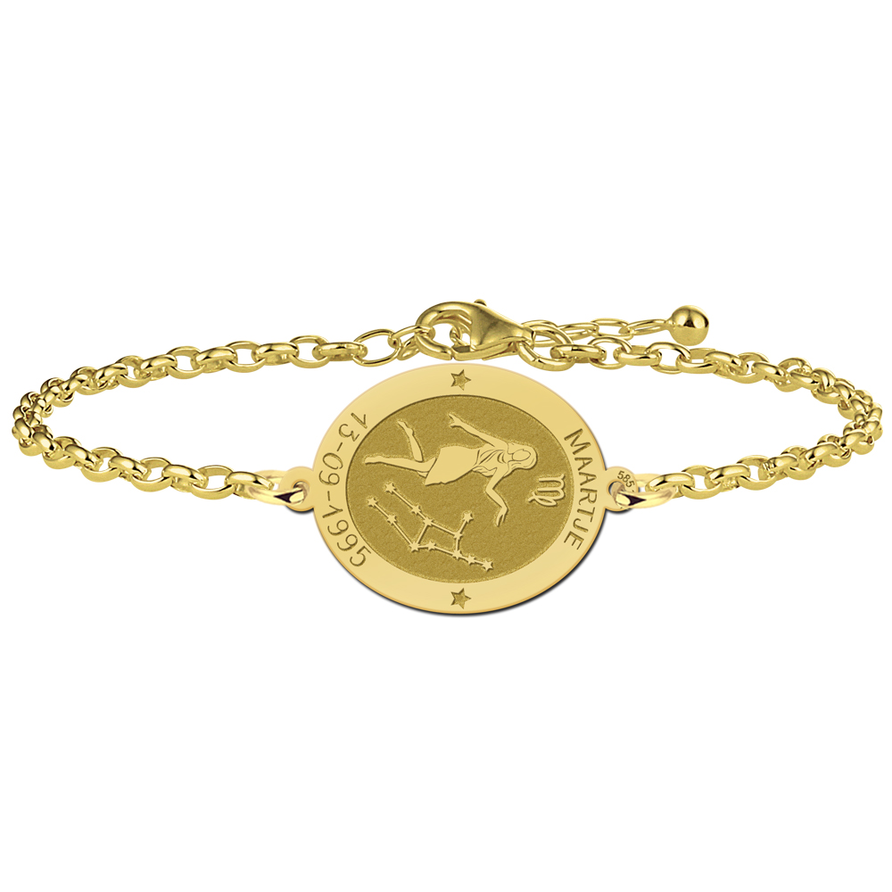 Golden zodiac bracelet oval Virgo