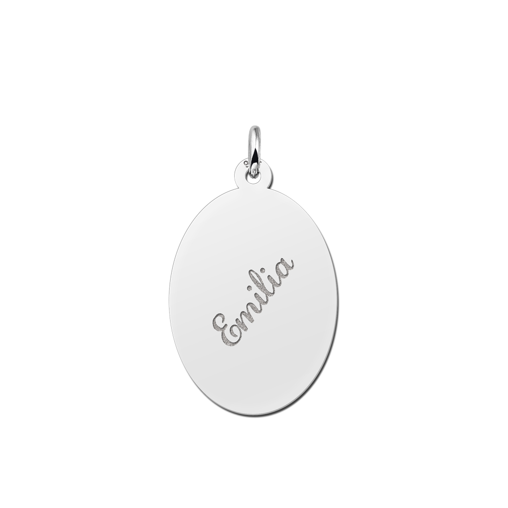 Silver oval name pendant