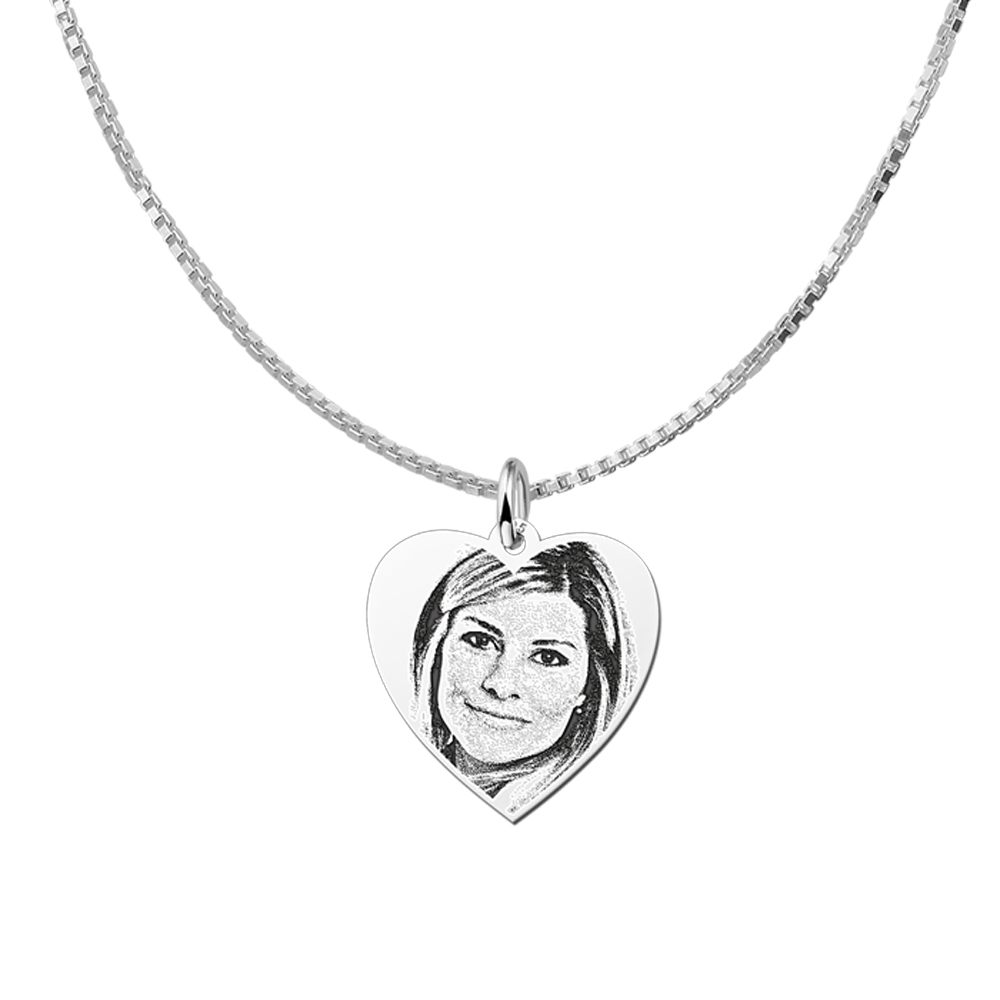 Silver photo pendant with heart