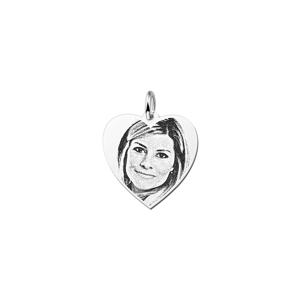 Silver photo pendant with heart
