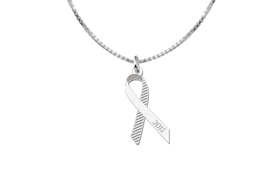 Pink Ribbon pendant with stripes