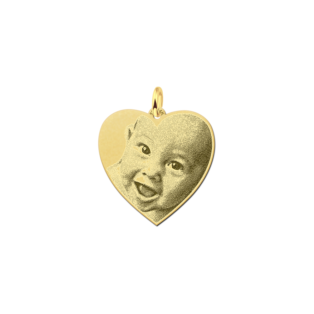 Gold photo necklace with heart