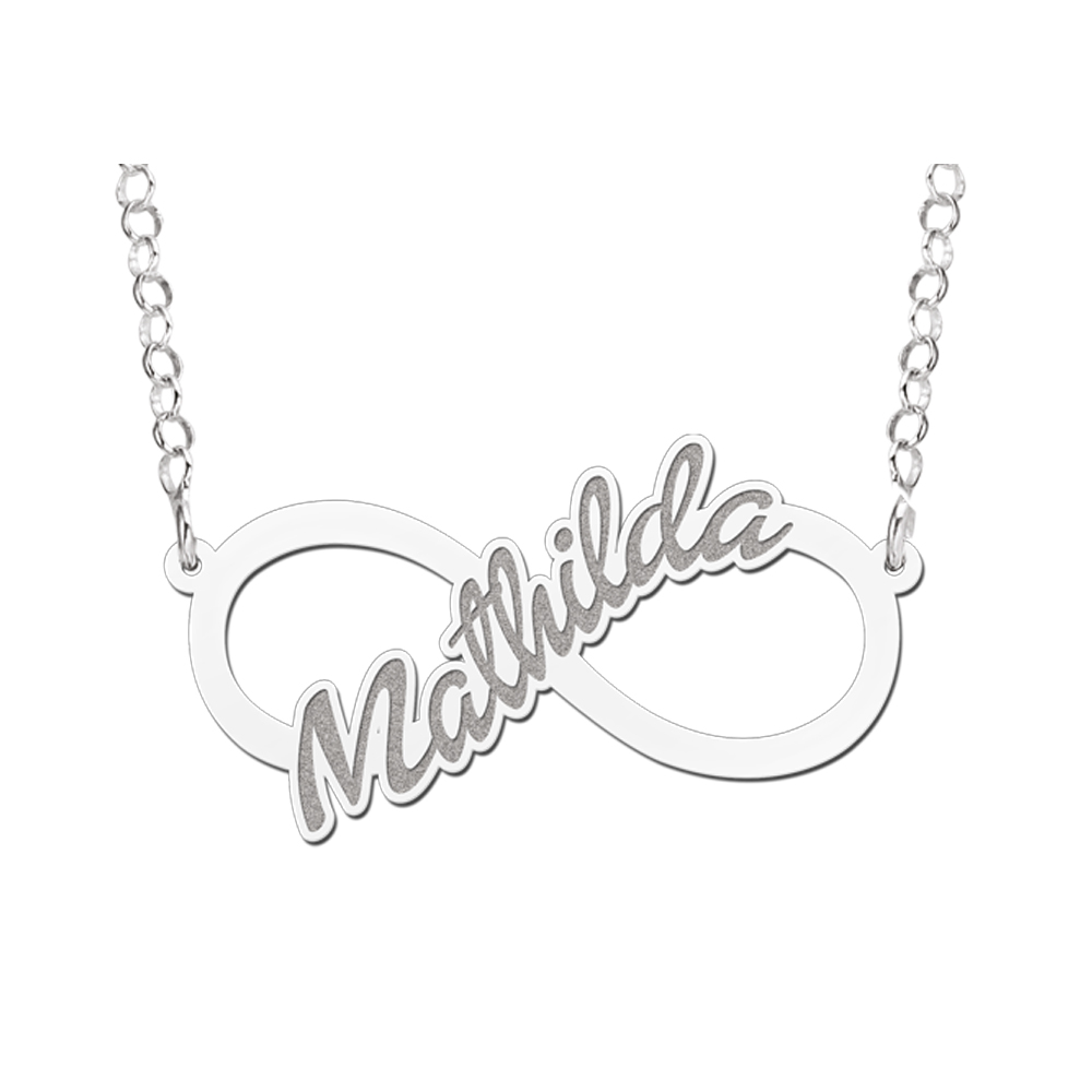 Silver infinity necklace written name