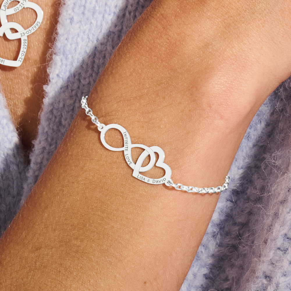 Bracelet with infinity and heart silver