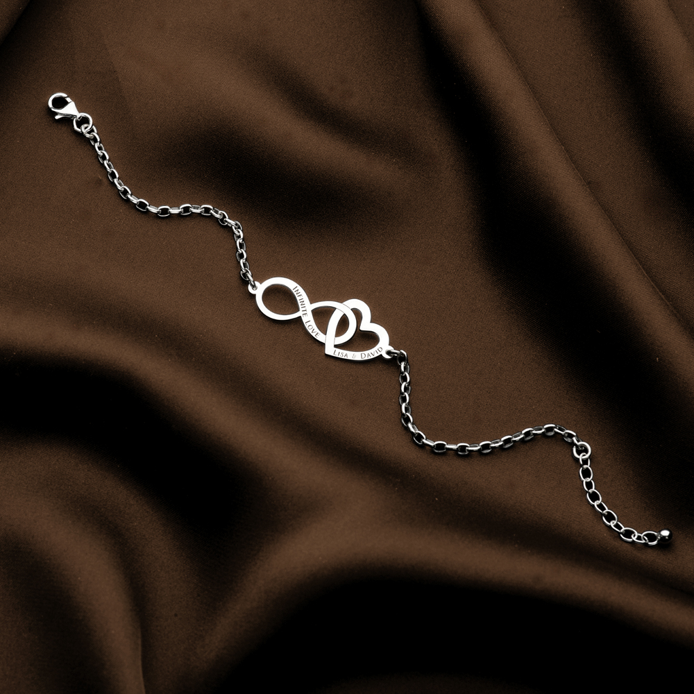 Bracelet with infinity and heart silver