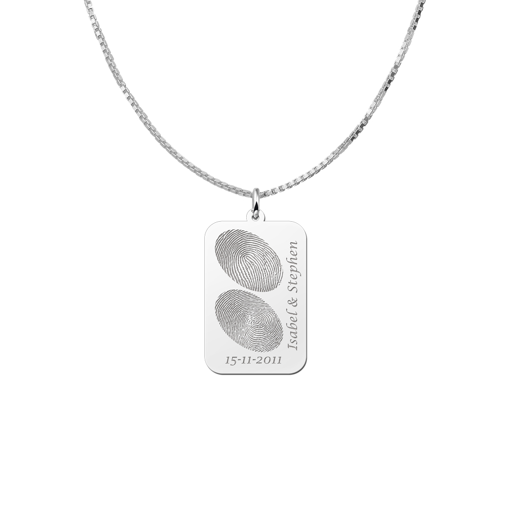 Silver fingerprint dogtag two prints