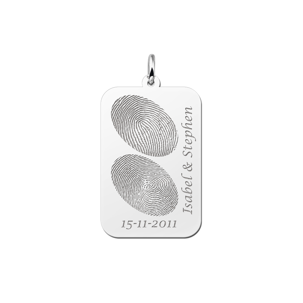 Silver fingerprint dogtag two prints