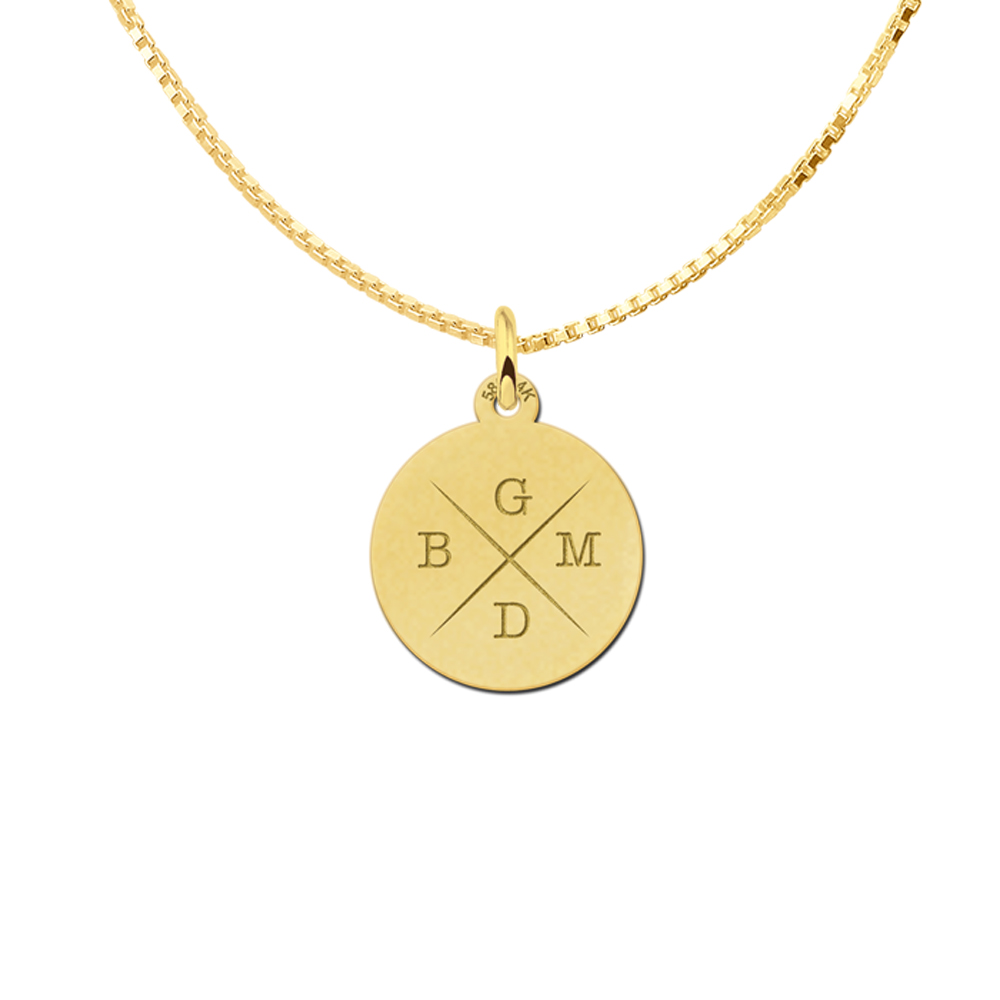 Real gold initial necklace with four initials
