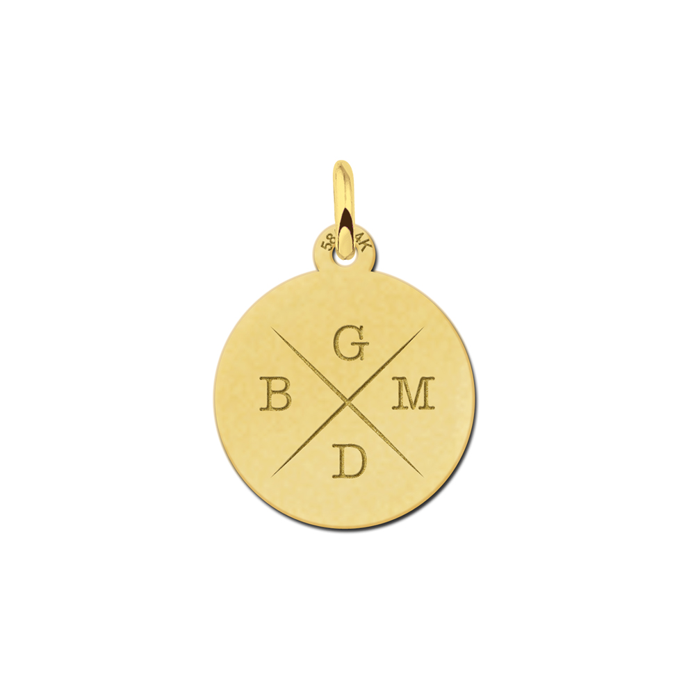 Real gold initial necklace with four initials