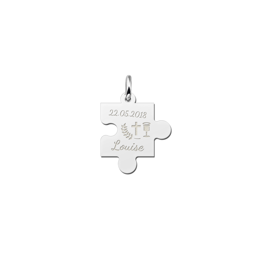 Silver pendant puzzle piece