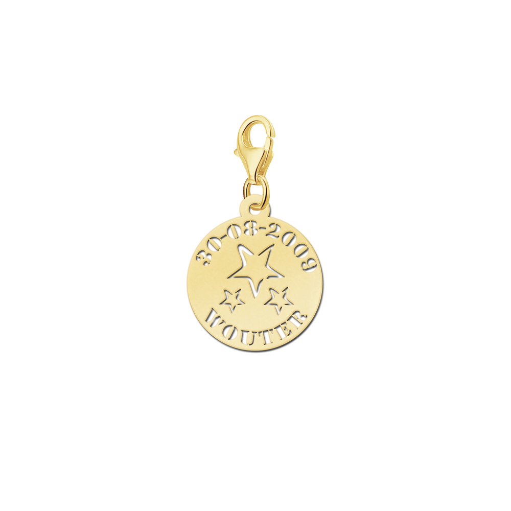 Golden baby charm stars name and date