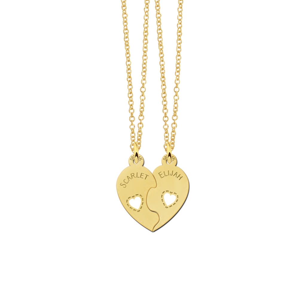 Gold friendship necklace heart with name