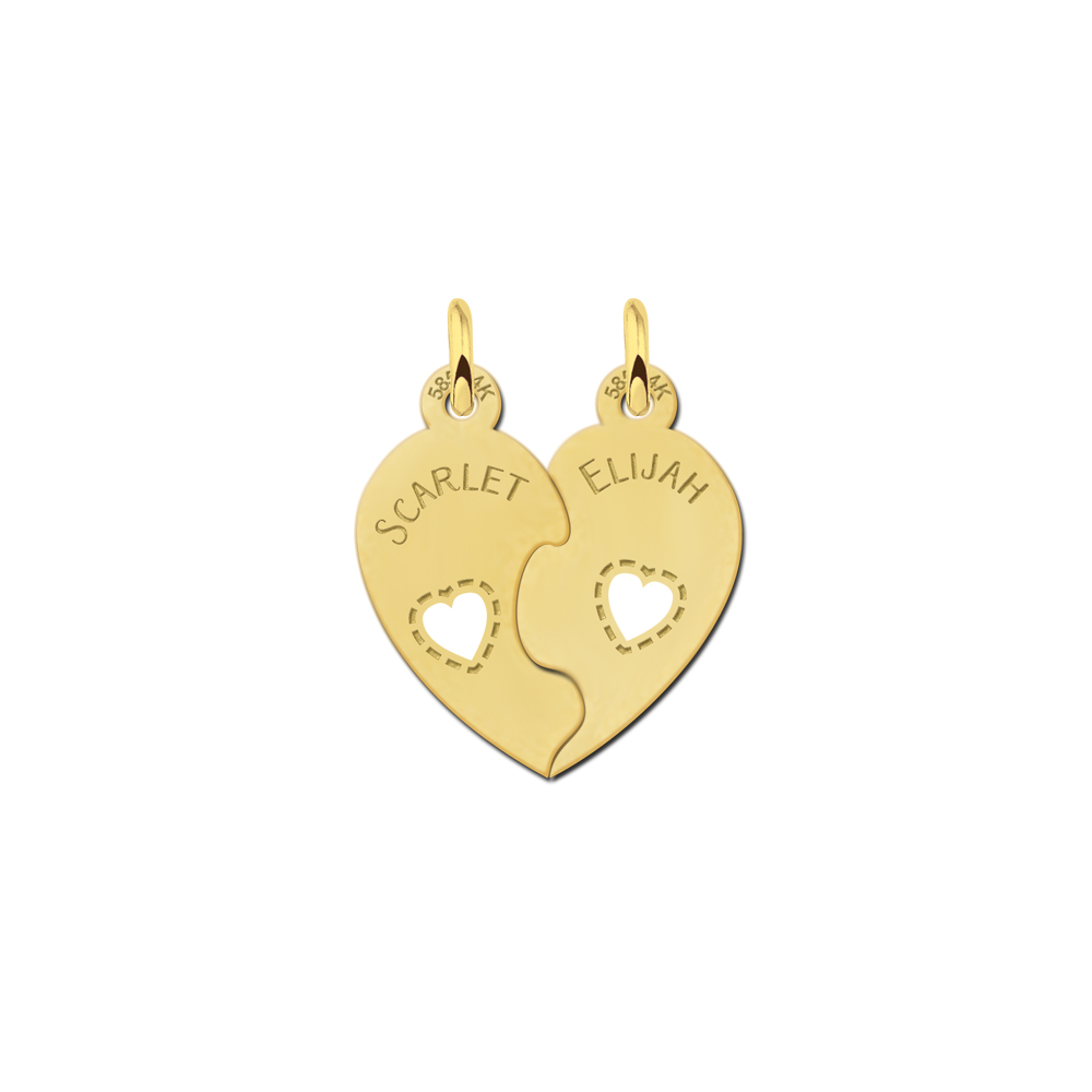 Gold friendship necklace heart with name