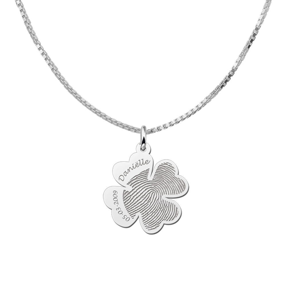 Silver fingerprint pendant good luck charm