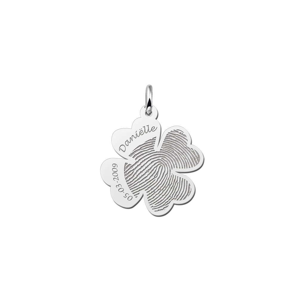 Silver fingerprint pendant good luck charm