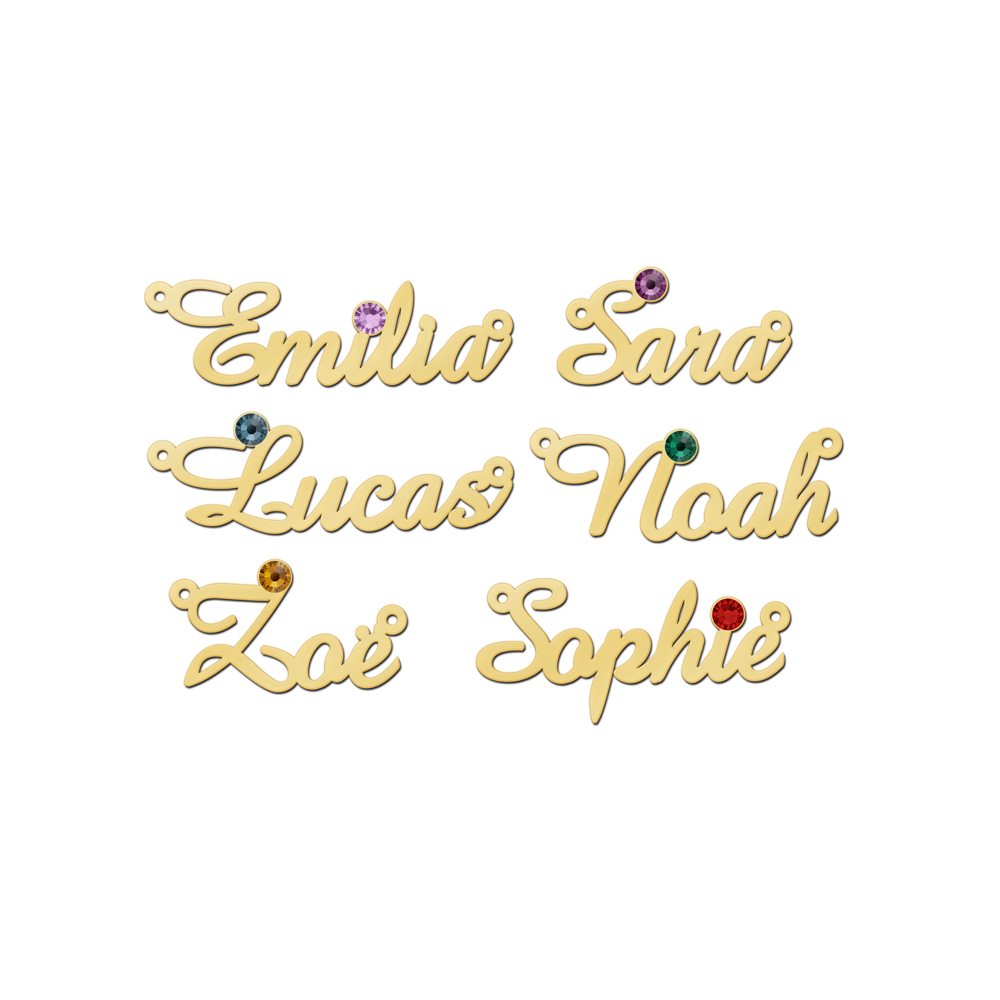 Gold plated name necklace with birthstone model Emilia