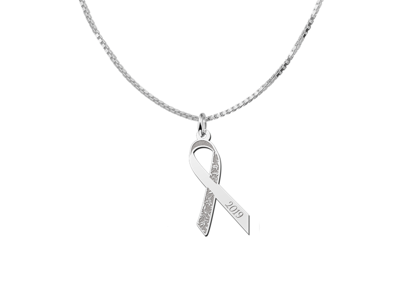 Pink Ribbon pendant with flowers