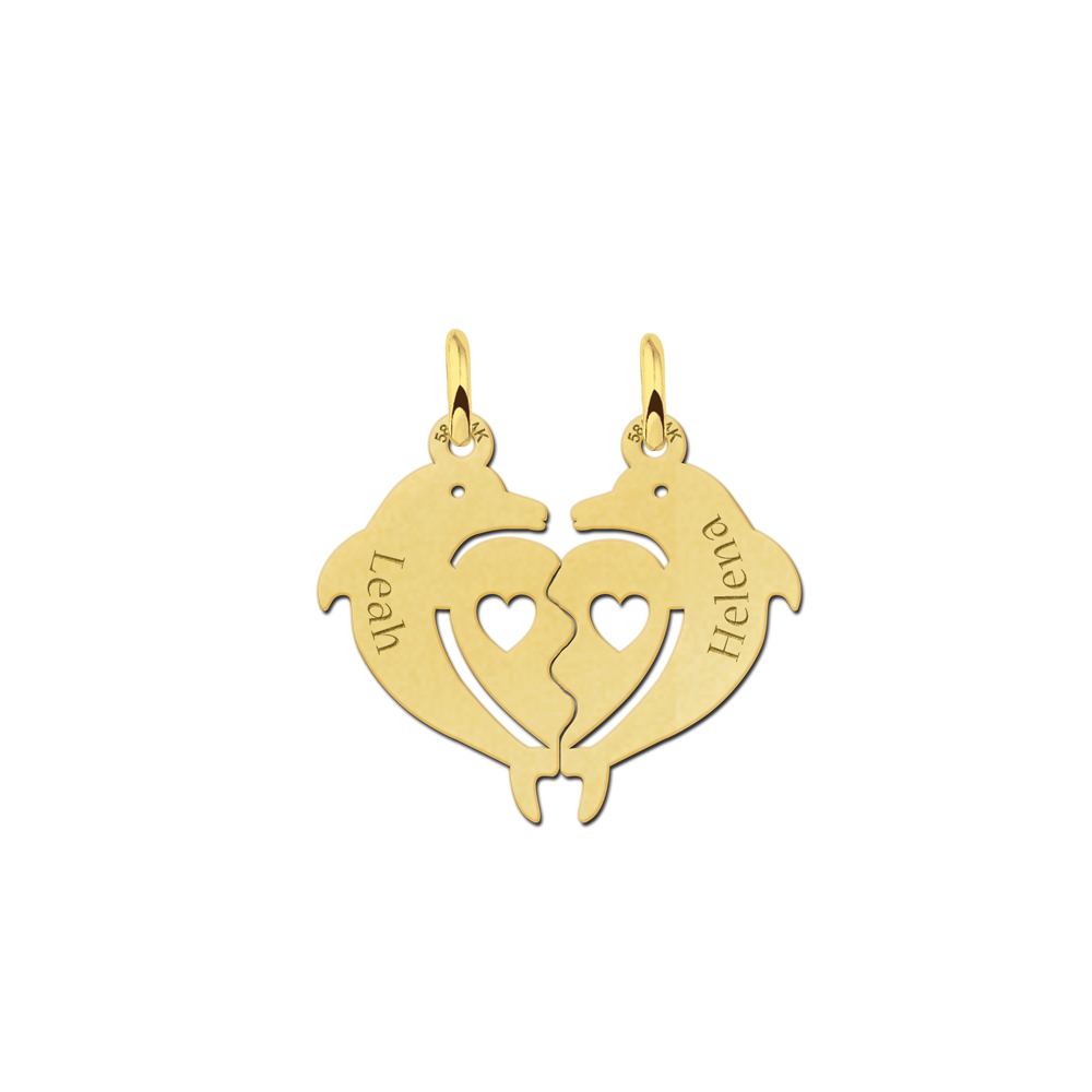 Gold Interlocking Necklace, Dolphins