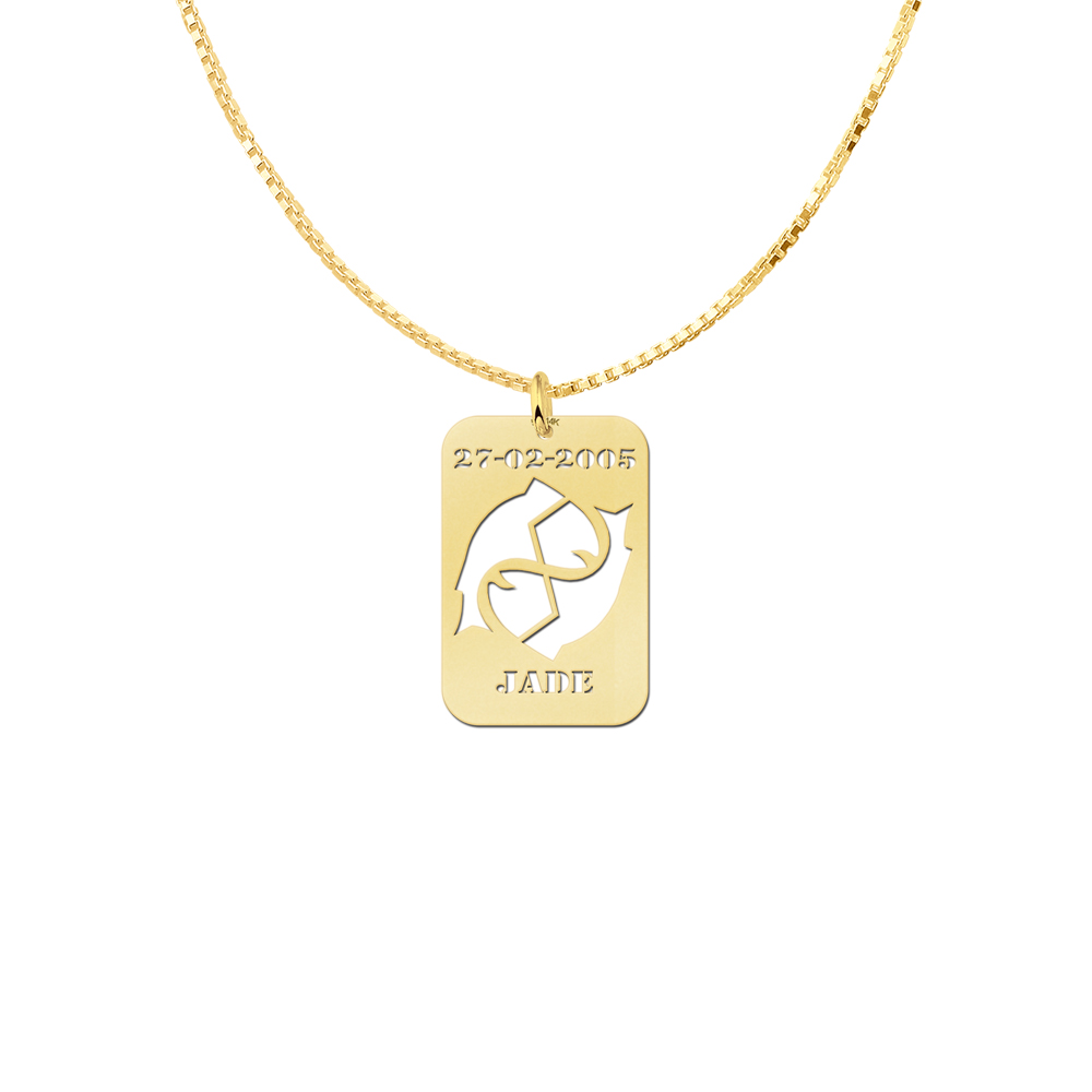 Golden Star Sign Pendant Pisces