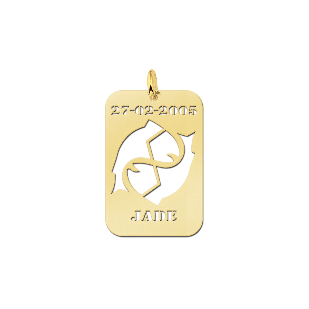 Golden Star Sign Pendant Pisces