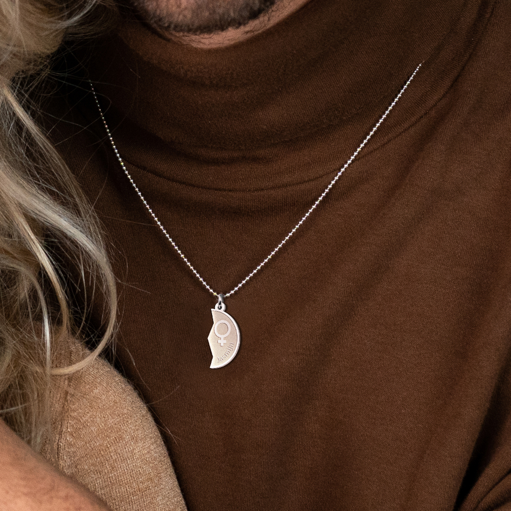 Silver friendship pendant man woman