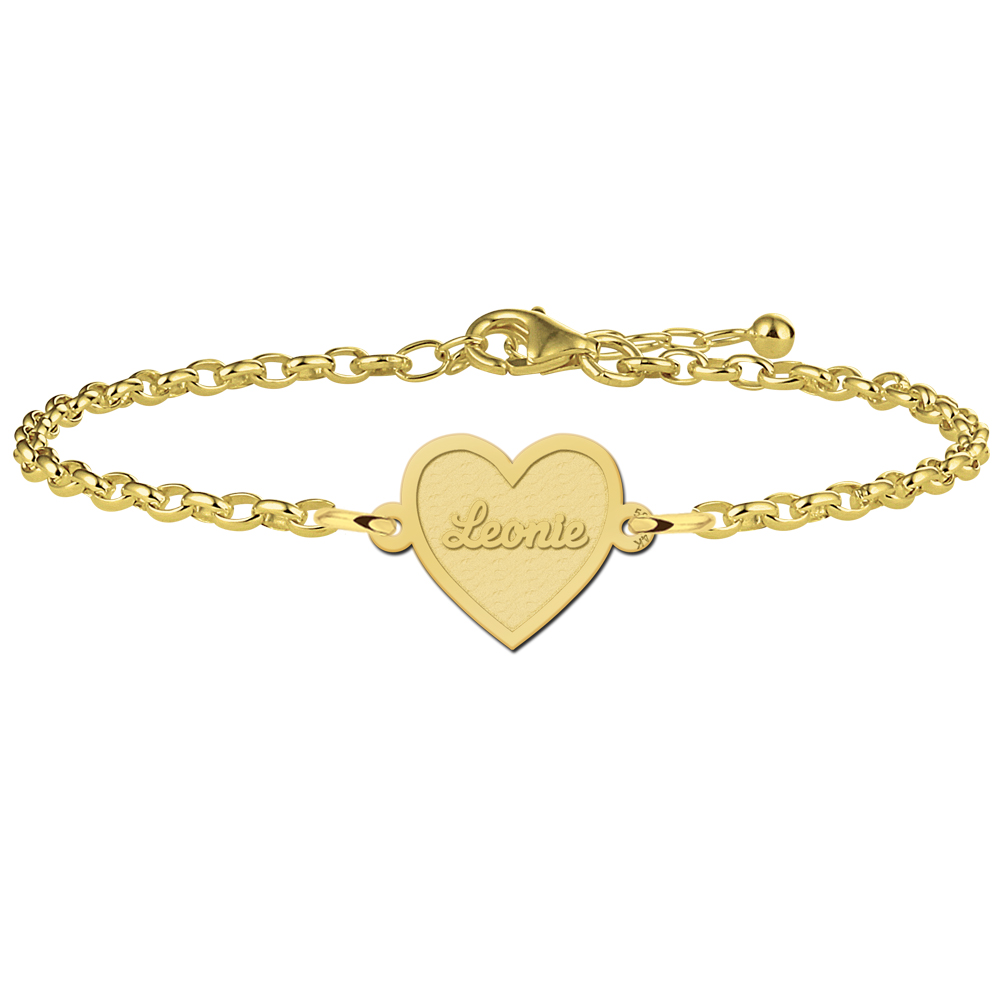 Gold heart bracelet including engraving