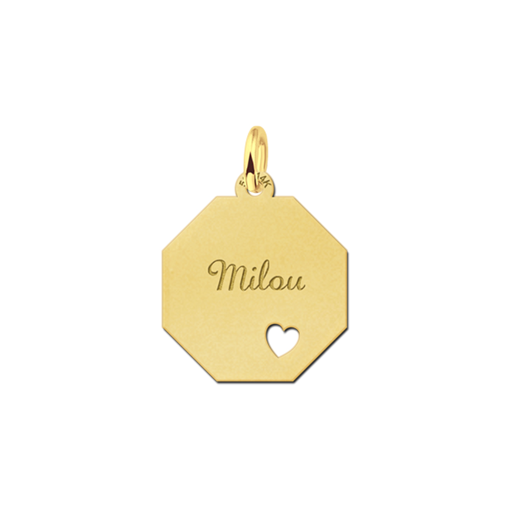 Solid Gold Necklace with Name and Small Heart