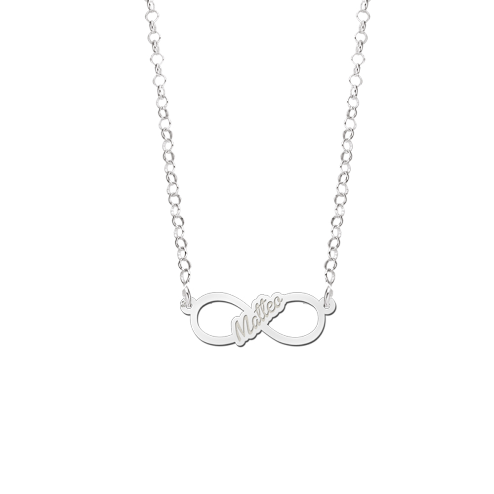 Silver infinity necklace written name - Small - with necklace