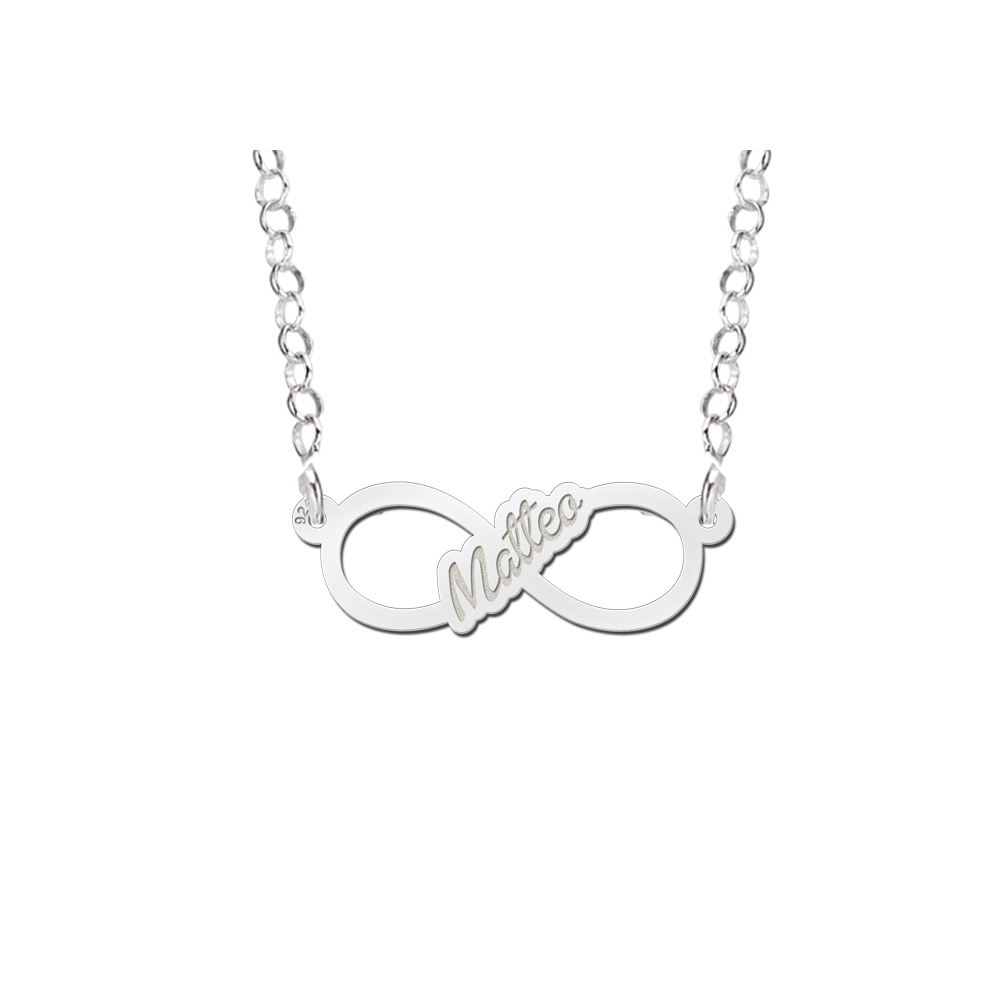 Silver infinity necklace written name - small - with necklace
