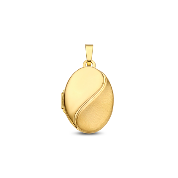 Gold oval medallion in shiny and matt
