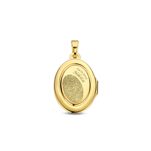 Gold oval medallion in shiny and matt