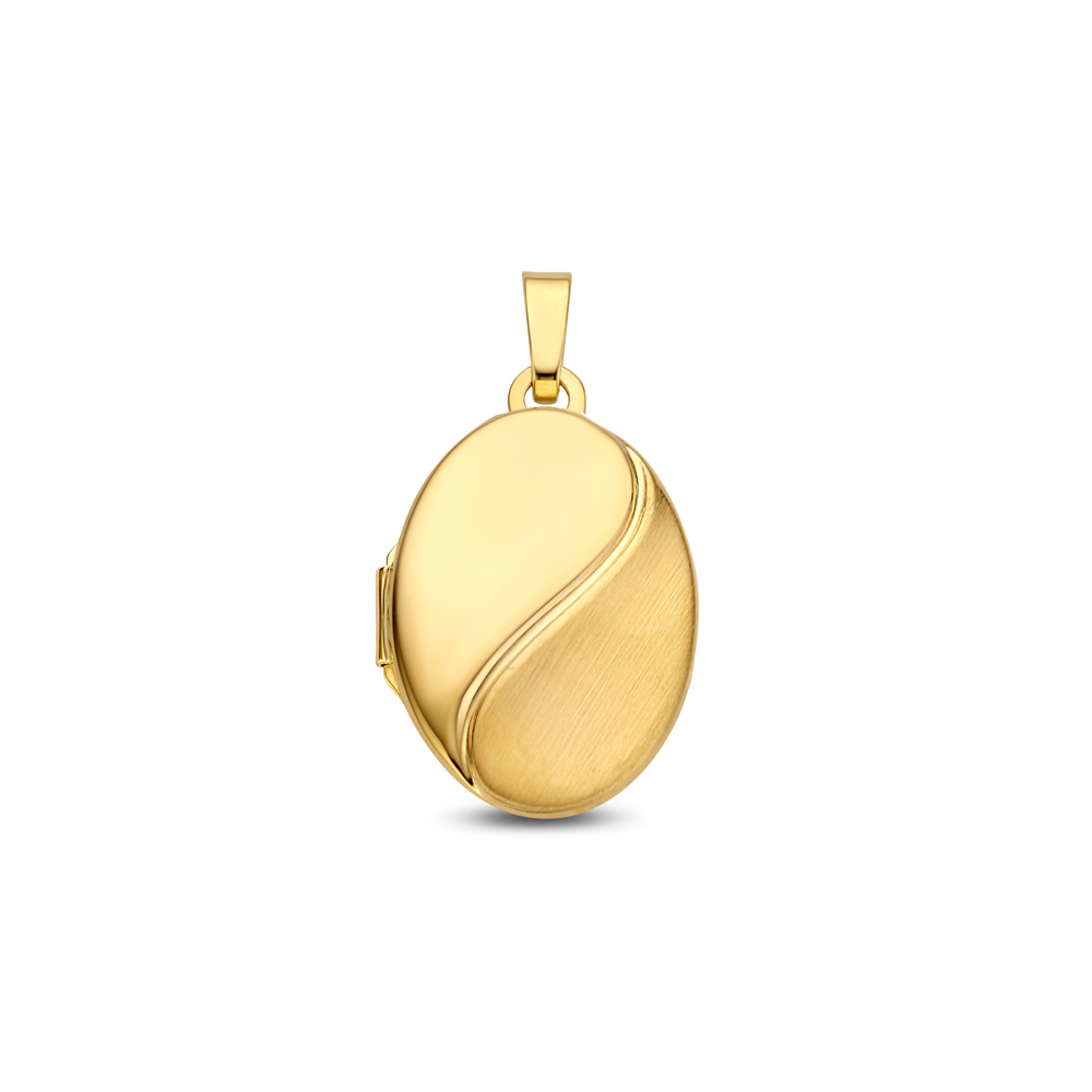 Gold oval medallion in shiny and matt