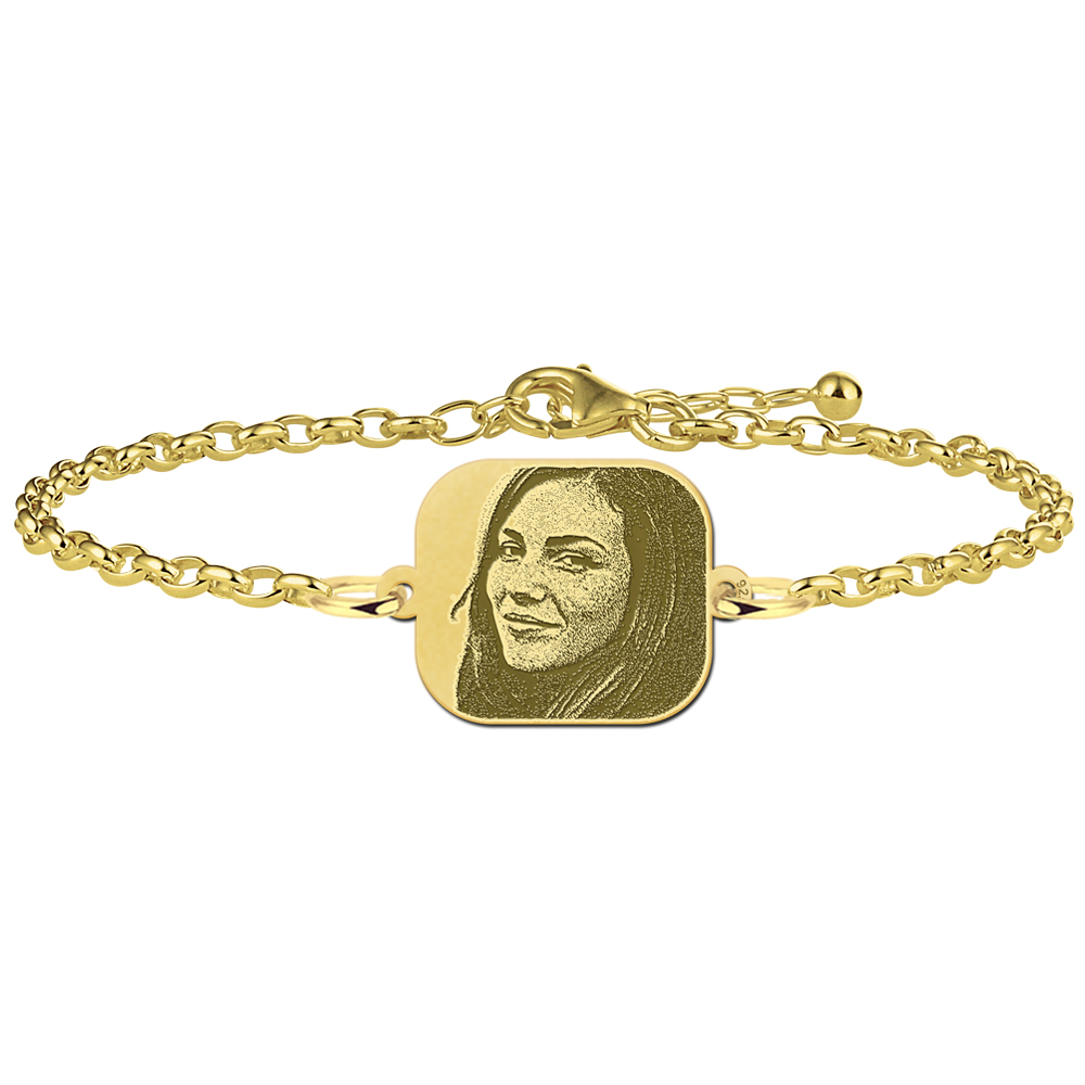 Gold Plated Rectangular Photo Bracelet