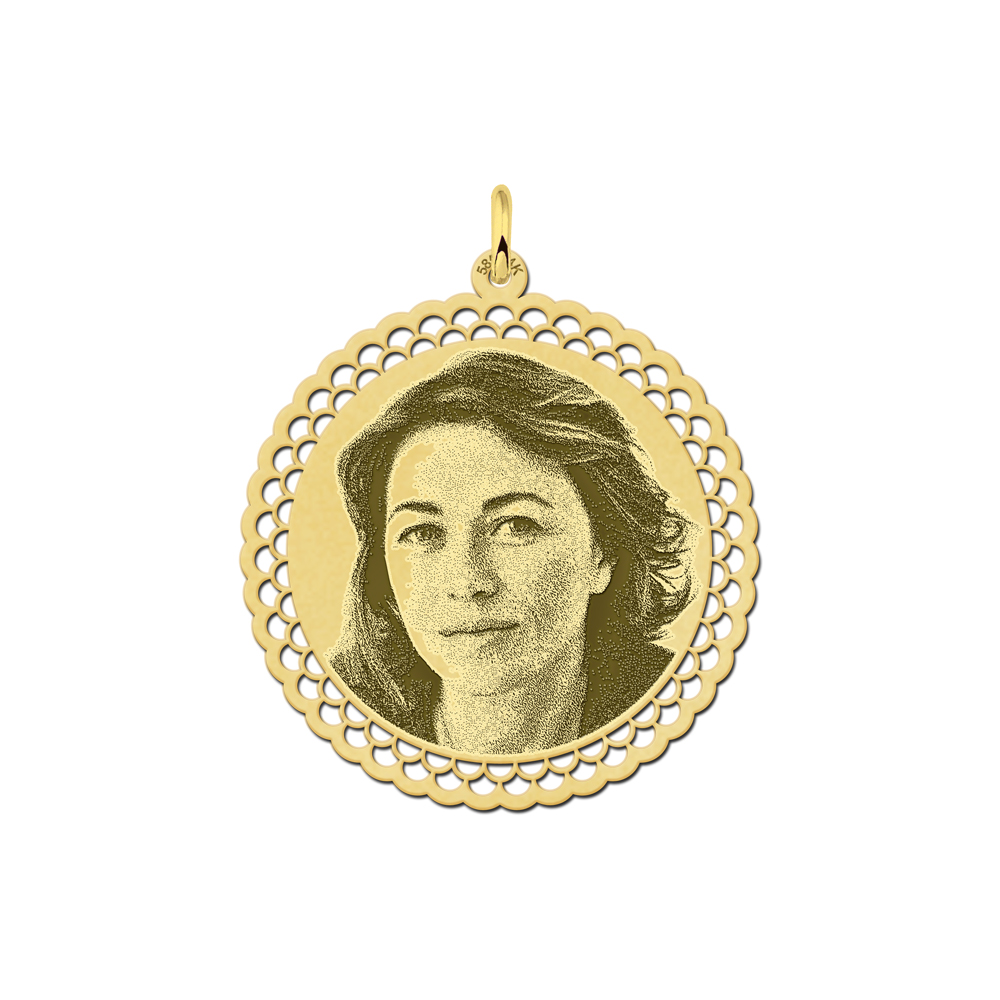 Photo pendant charm round gold