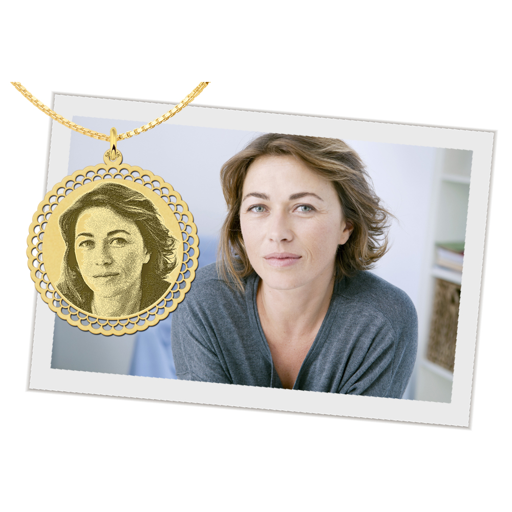 Photo pendant charm round gold