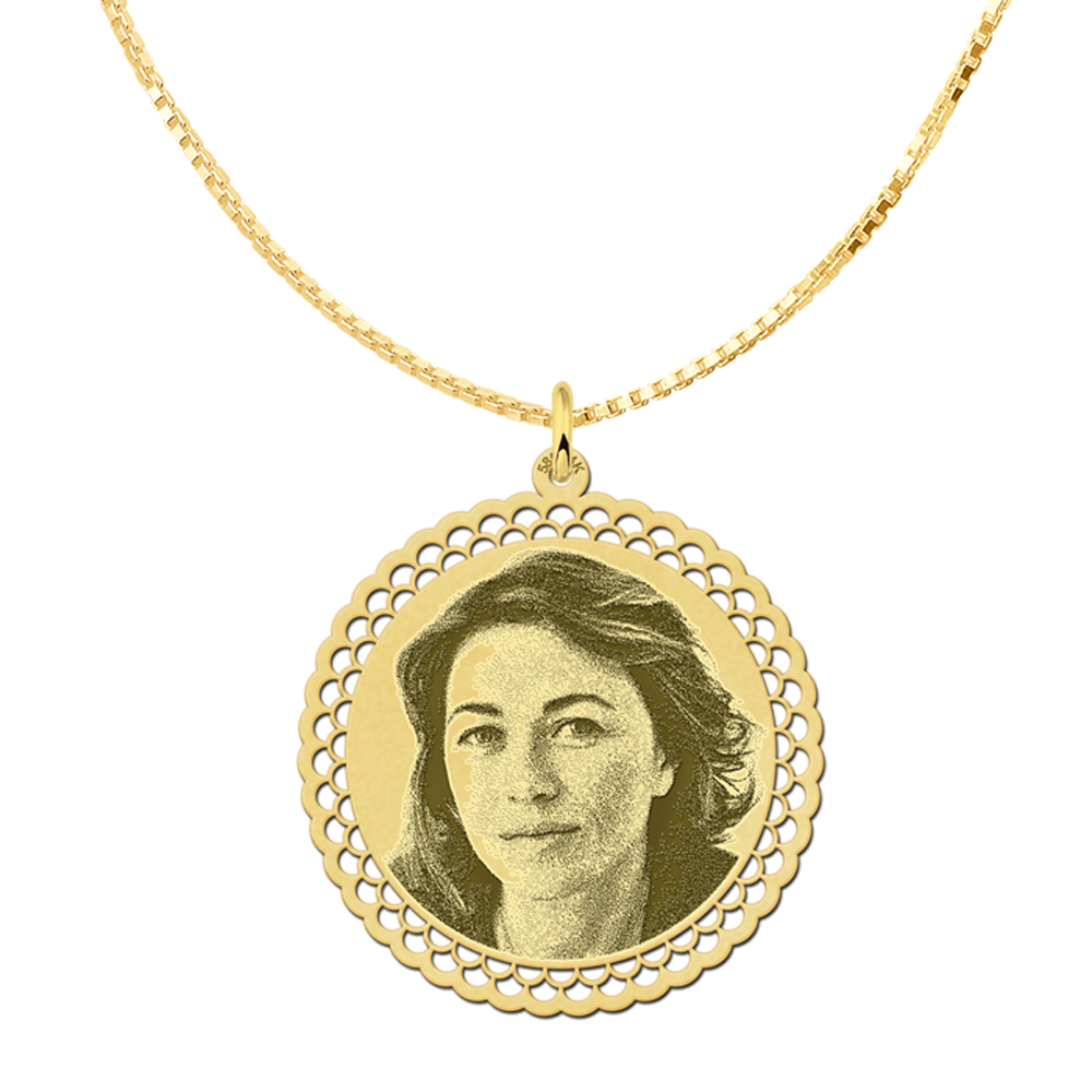 Photo pendant charm round gold