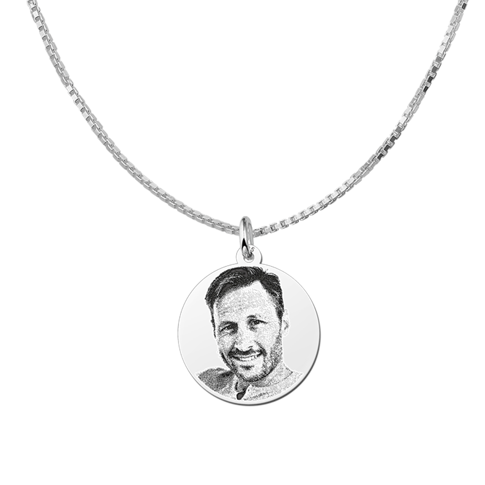 Silver photo pendant round