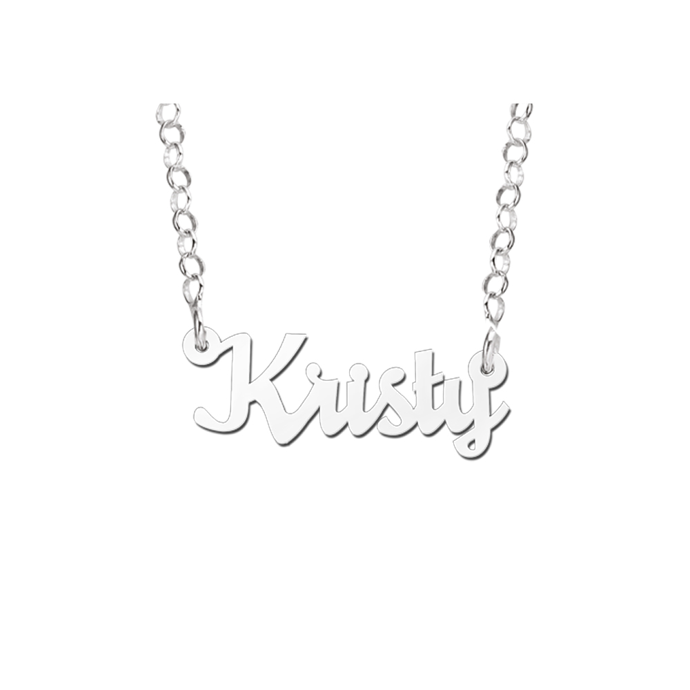 Silver Kids Name Necklace, Model Kristy