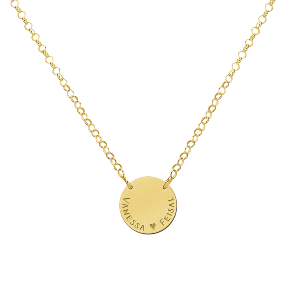 Gold minimalist pendant with 2 names