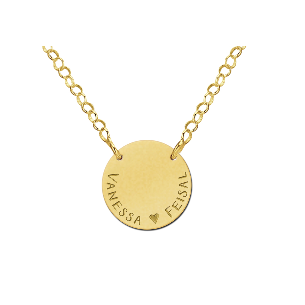 Gold minimalist pendant with 2 names