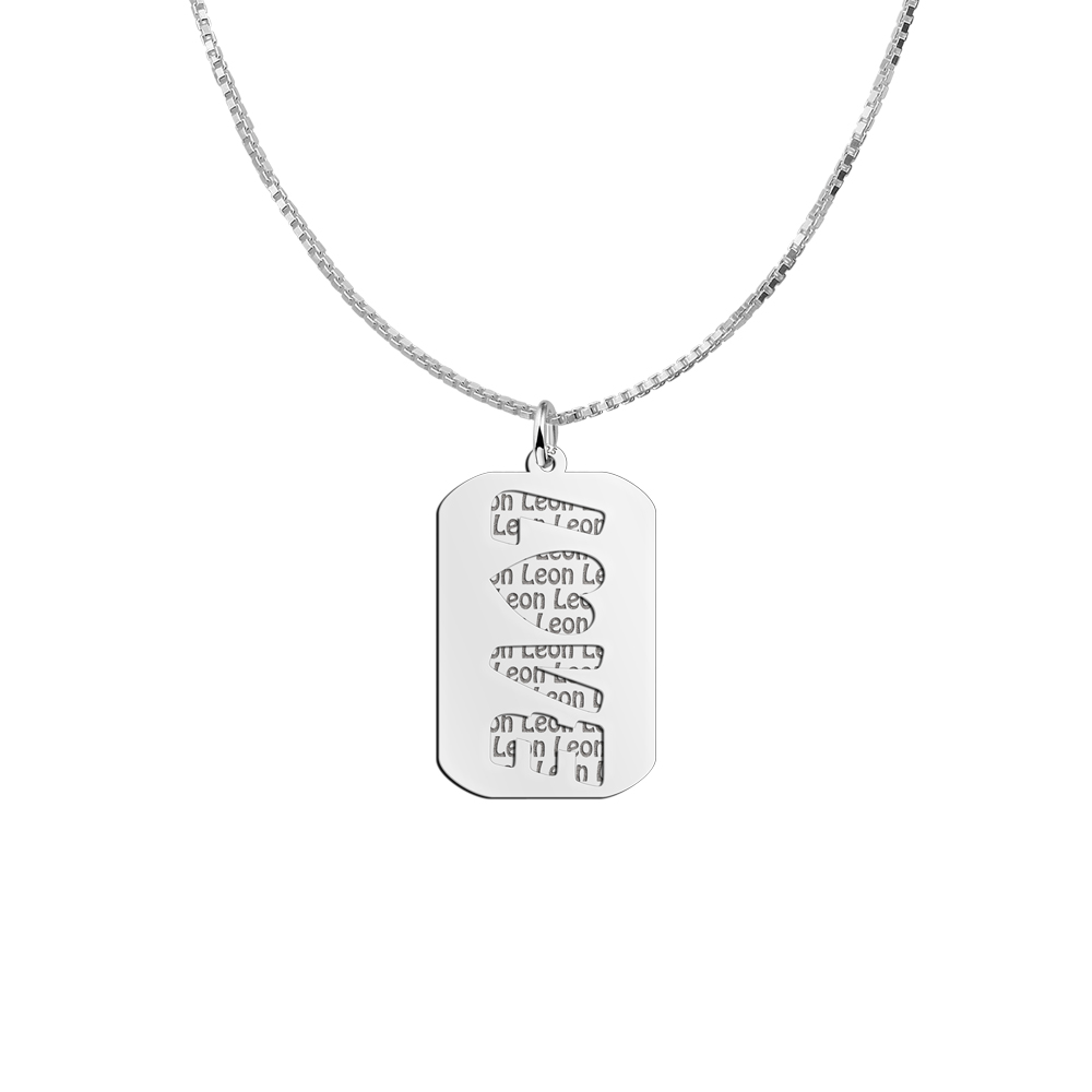 Silver namependant 2-pieces Love dogtag