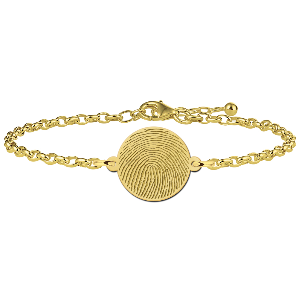Gold Plated Round Fingerprint Bracelet