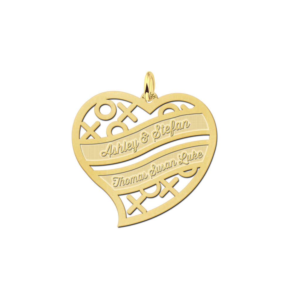 Golden Family Pendant Heart Shaped