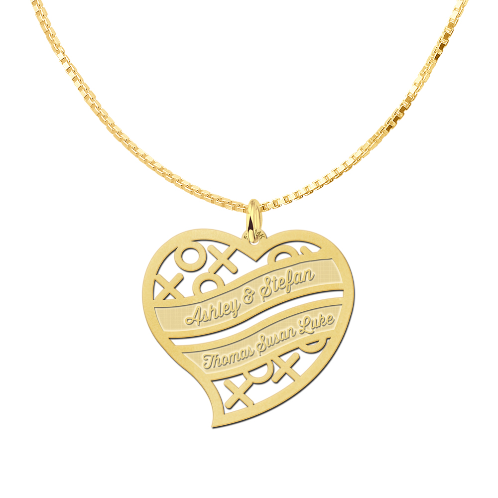 Golden Family Pendant Heart Shaped