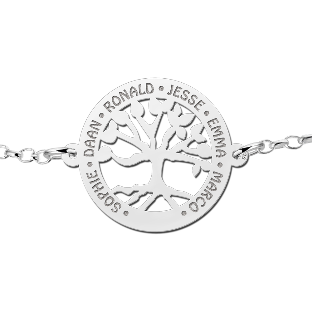 Silver bracelet with cut out tree of life