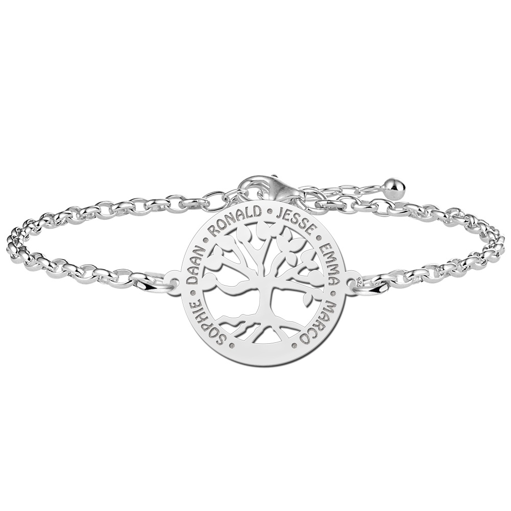 Silver bracelet with cut out tree of life