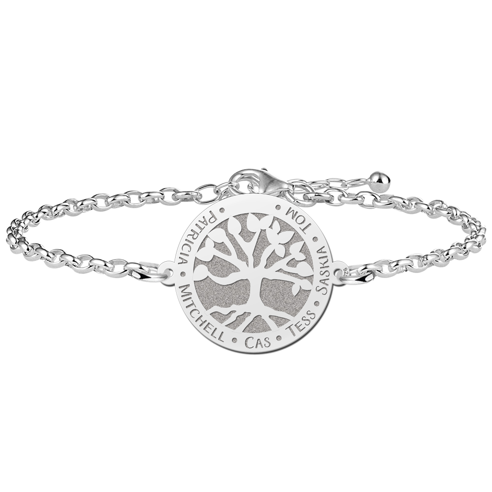 Silver bracelet with engraved tree of life